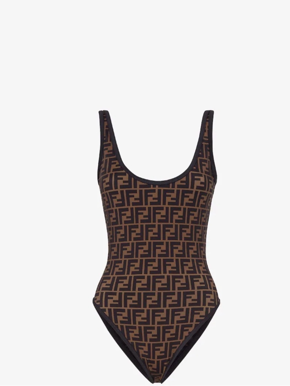 Fendi Brown & Black Monogram One-Piece Swimsuit